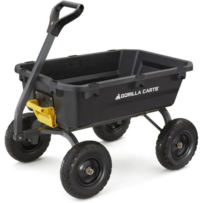 ガーデンワゴン 544kgまで ノーパンク ポリエステル 超頑丈 高耐久 ブラック 黒 ゴリラカート Gorilla Carts 7GCG-NF Heavy-Duty Poly Dump Garden Cart with No-Flat Tires, 7 Cubic Feet, 1200-Pound Capacity, Black【代引不可】