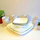 コレール シンプルライン ディナーウェアー 食器セット 16点セット Corelle Simple Lines Square 16-Piece Dinnerware Set, Service for 4