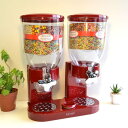 ドライフードディスペンサー デュアル ダブル 2連 レッド ゼブロ Honey-Can-Do Dual Dry Food Dispenser, Red GAT203/KCH-06125