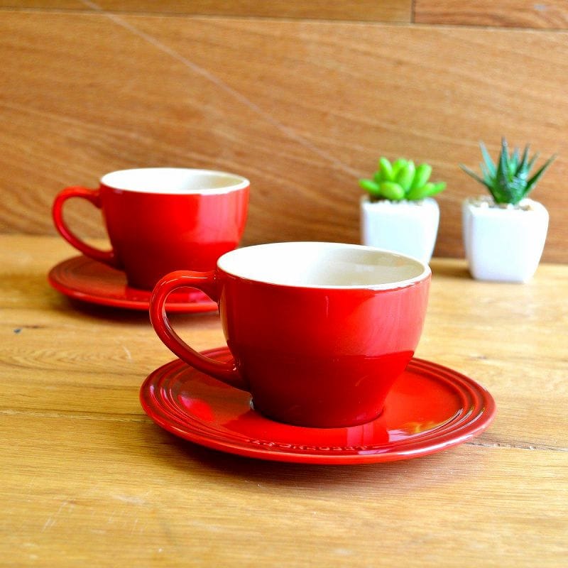 롦롼 ץ åס 2ҥå ꡼å 200ml Le Creuset Set of 2 Cappuccino Cups and Saucers Cherry Red 륯를 륯롼 å å