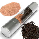 ソルト&ペッパー 塩コショウ グラインダー ステンレス Salt and Pepper Grinder Set, 2 in 1 Stainless Steel ...
