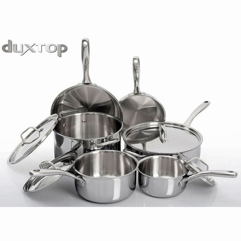 デュックストップ ステンレス鍋10点セット IH可 Duxtop Whole-Clad Tri-Ply Stainless Steel Induction Ready Premium Cookware 10-Pc Set