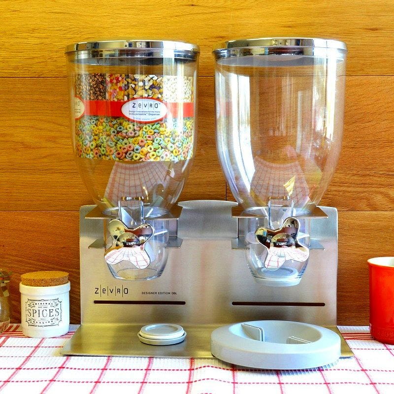 ドライフードディスペンサー デュアル ダブル 2連 ステンレス ゼブロ Honey-Can-Do Dual Dry Food Dispenser Stainless Steel KCH-06146