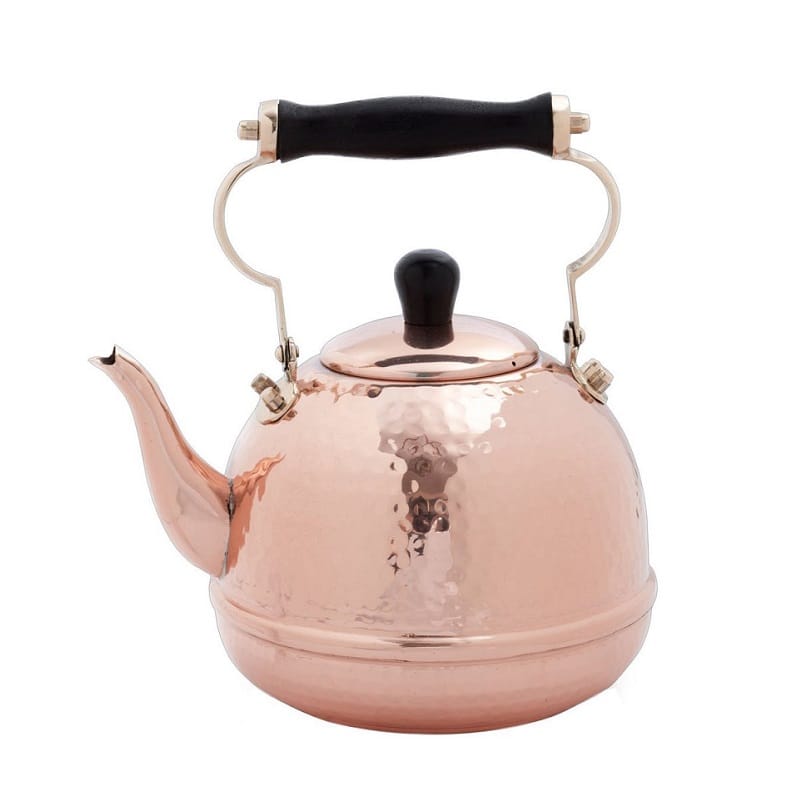 オールドダッチ ソリッドクッパーハンマードやかん 木製ノブ＆ハンドル Old Dutch Solid Copper Hammered Teakettle with Wood Handle and Knob, 2-Quart