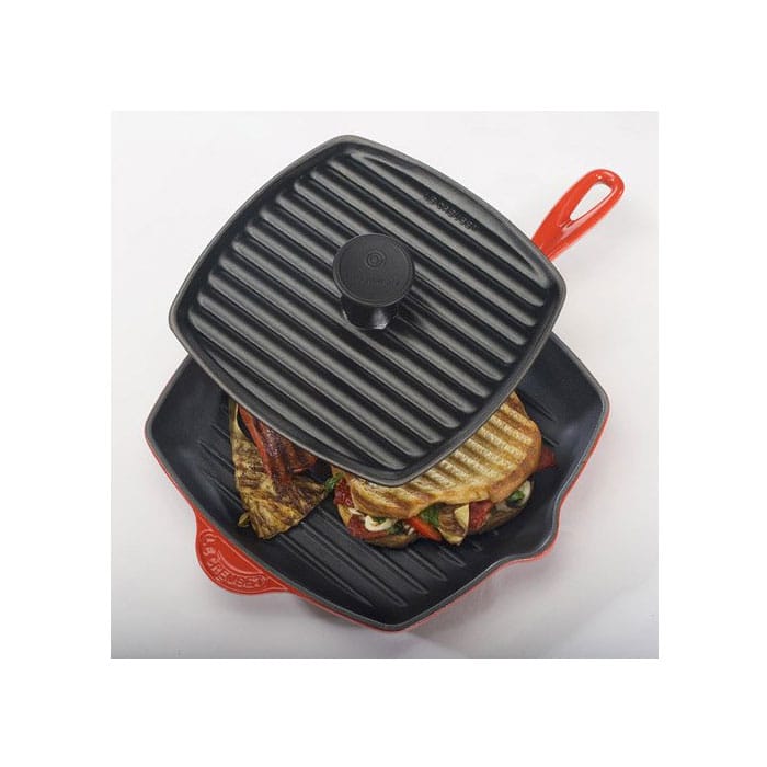 グリルフライパン ル・クルーゼ ルクルーゼ エナメルキャストアイアン パニーニプレス＆スキレットグリルパンセット Le Creuset Enameled Cast-Iron Panini Press Skillet Grill Set