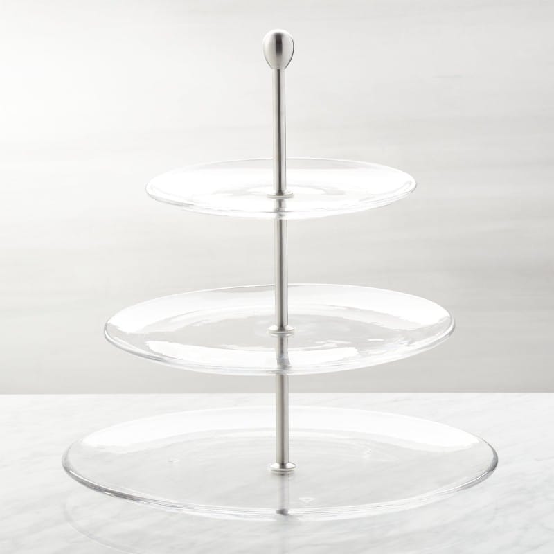 ケーキスタンド デザートスタンド ガラス 3段 Three-Tier Glass Server