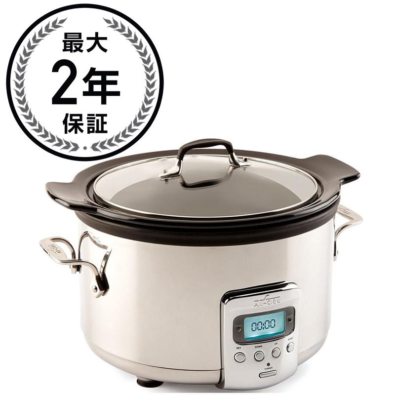 オールクラッド スロークッカー 3.8L セラミック内鍋 All-Clad Slow Cooker with Black Ceramic Insert and Glass Lid, 4-Quart