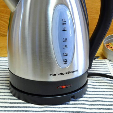 ハミルトンビーチ コードレス電気ケトル 大容量 1.7L ステンレス Hamilton Beach 10 Cup Electric Kettle Stainless Steel 40880 家電