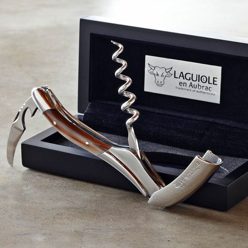 ラギオール アン オブラック コルクスクリュー ワインオープナー ソリッドホーン ソムリエナイフ Laguiole En Aubrac Waiters Corkscrew Wine Opener, Solid Horn