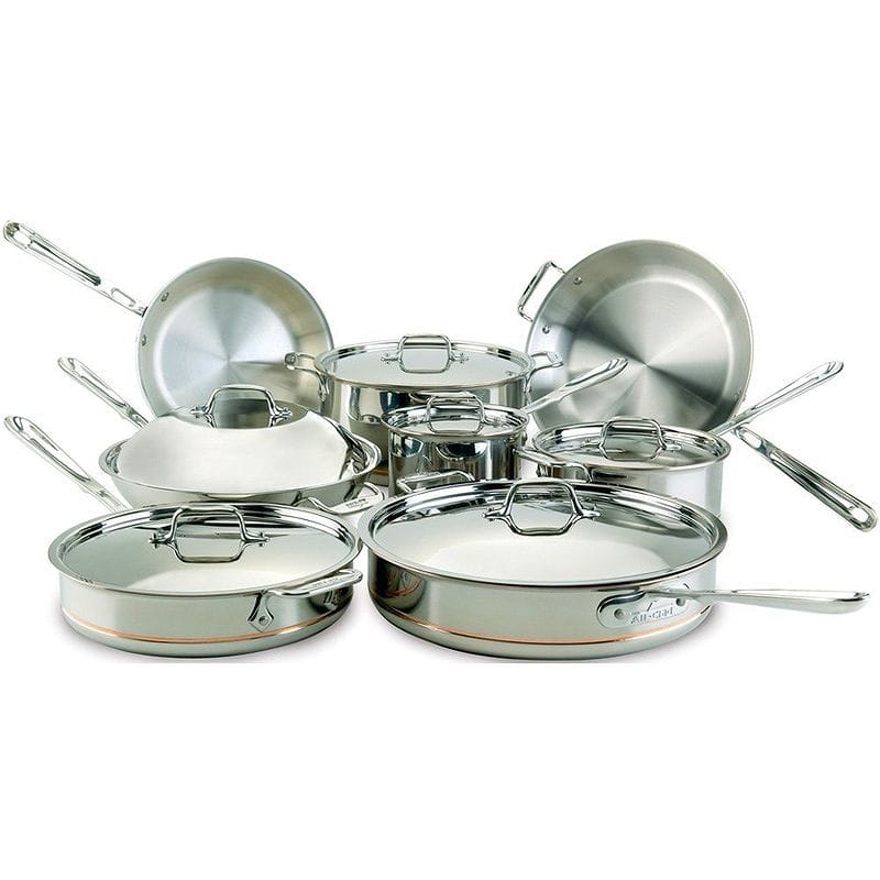 オールクラッド 銅 コッパーコア フライパン 鍋 14点セット All-Clad 60090 Copper Core 5-Ply Bonded Dishwasher Safe Cookware Set, 14-Piece, Silver