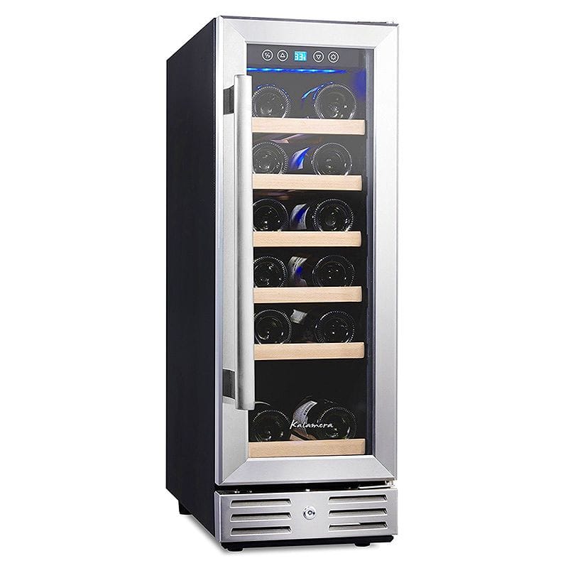 ワインセラー ビルトイン フリースタンド ガラスドア 最大18本 幅30cm Kalamera Wine refrigerator 18 Bottle Built-in and Freestanding with Stainless Steel & Double-Layer Tempered Glass Door and Temperature Memory Function 家電【代引不可】