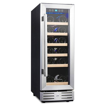 ワインセラー 最大18本 幅30cm Kalamera Wine refrigerator 18 Bottle Built-in and Freestanding with Stainless Steel & Double-Layer Tempered Glass Door and Temperature Memory Function 家電