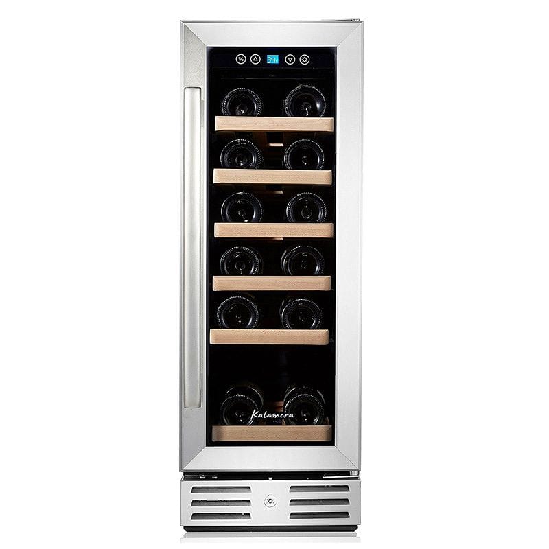 ワインセラー 最大18本 幅30cm Kalamera Wine refrigerator 18 Bottle Built-in and Freestanding with Stainless Steel & Double-Layer Tempered Glass Door and Temperature Memory Function 家電