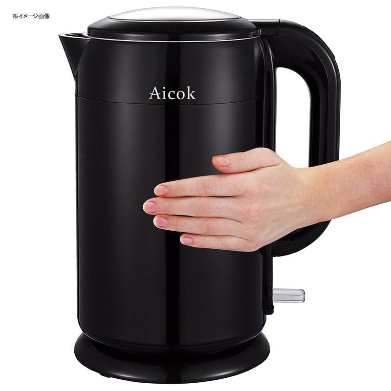 @r dCPg 1.7L XeX Aicok Stainless Steel Double Wall Cool Touch Cordless Tea Kettle, 1.7-Liter, Black Ɠd