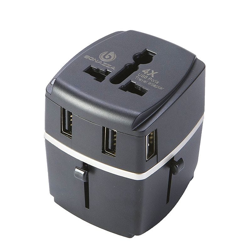 楽天アルファエスパス楽天市場店海外旅行用 変換プラグ BONAZZA Universal World Travel Adapter Kit w/4 USB Ports - UK, US, AU, Europe Plug Adapter - Over 150 Countries & USB Power Adapter for iPhone, Android, All USB Devices - Surge Protection