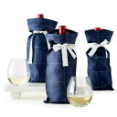 リネン ワインバッグ 3枚セット Windowpane Linen Wine Bag, Set of 3