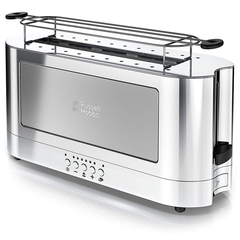 bZzuX |bvAbvg[X^[ 2 XeX Russell Hobbs 2-Slice Glass Accent Long Toaster, Silver & Stainless Steel, TRL9300GYR Ɠd