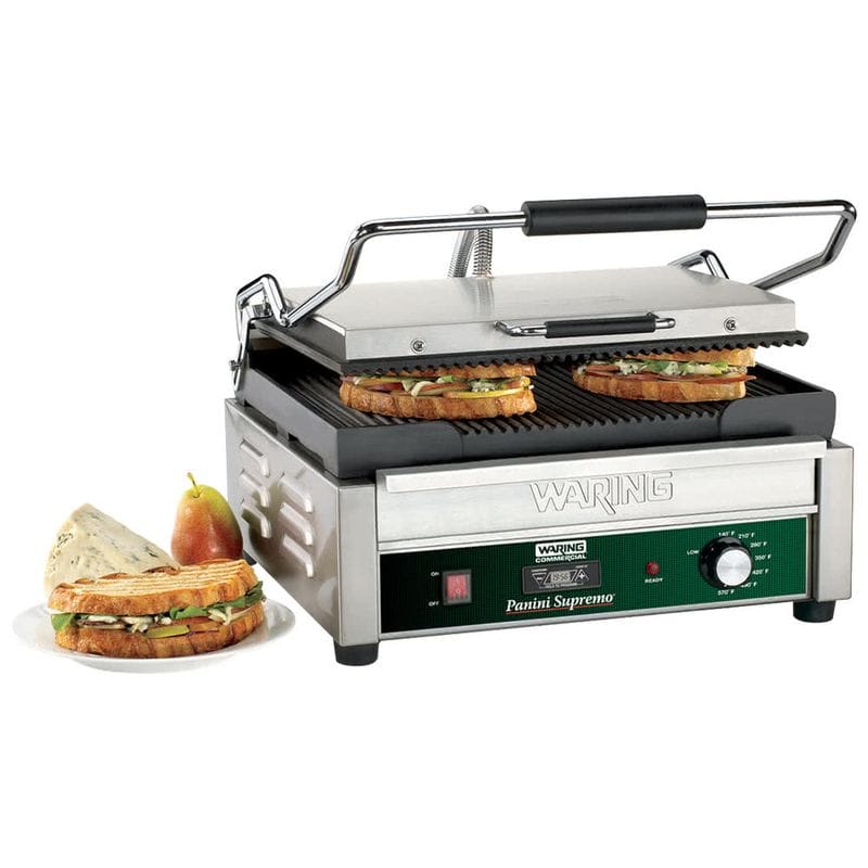 業務品質 プロ仕様 ワーリング パニーニメーカー プレス グリル Waring WPG250T Panini Supremo Grooved Top Bottom Panini Sandwich Grill with Timer【代引不可】 家電