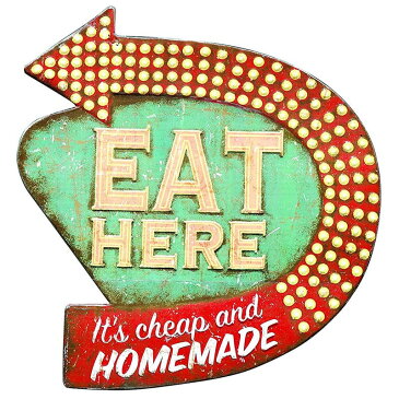 レトロ ウォールデコ カリフォルニア 壁掛け 看板 Creative Tin Eat Here Retro Wall Decor