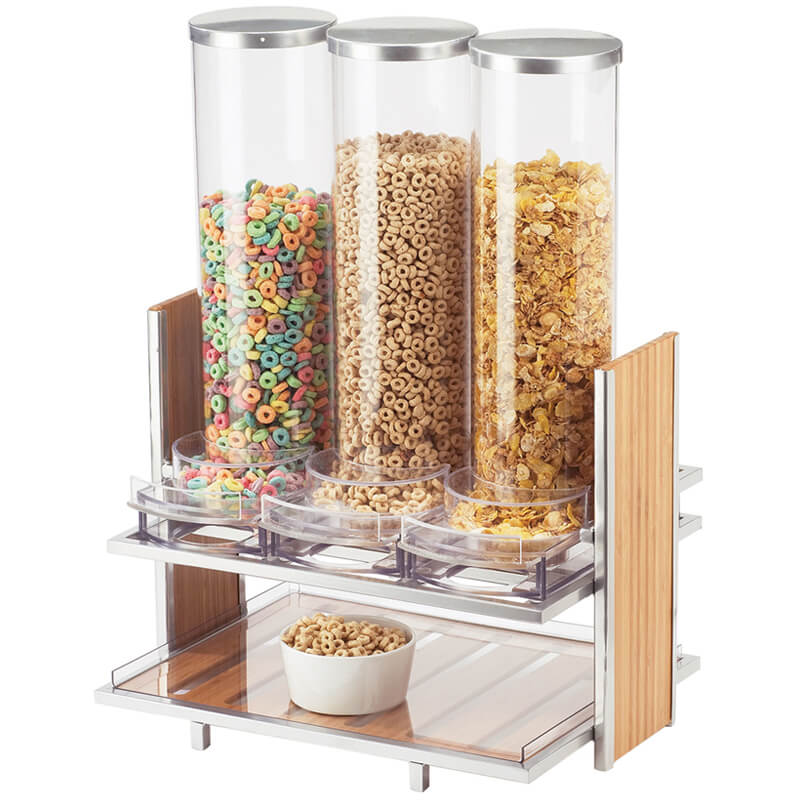 フードディスペンサー サーバー 3連 各2.7L トリプル バンブー シリアル スナック ホテル レストラン Cal-Mil 1499 Eco Modern Cereal Dispenser with Three 2.7 Liter Bins