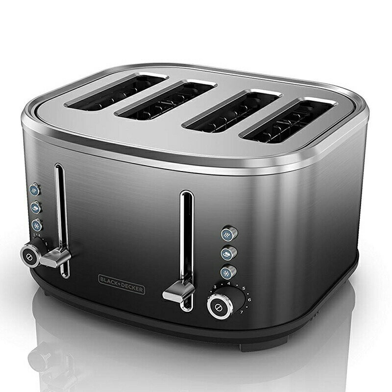 ポップアップトースター 4枚焼 ブラック・アンド・デッカー ステンレス BLACK+DECKER 4-Slice Extra-Wide Slot Toaster