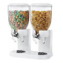 ドライフードディスペンサー デュアル ダブル 2連 ホワイト ゼブロ honeycando Honey-Can-Do KCH-06123／GAT201C Indispensable Dry Food Dispenser, Dual Control, White／Chrome