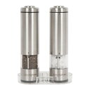 電池式 電動ソルト＆ペッパーセット ライト付き ステンレス レストラン カフェ Latent Epicure Battery Operated Salt and Pepper Grinder Set