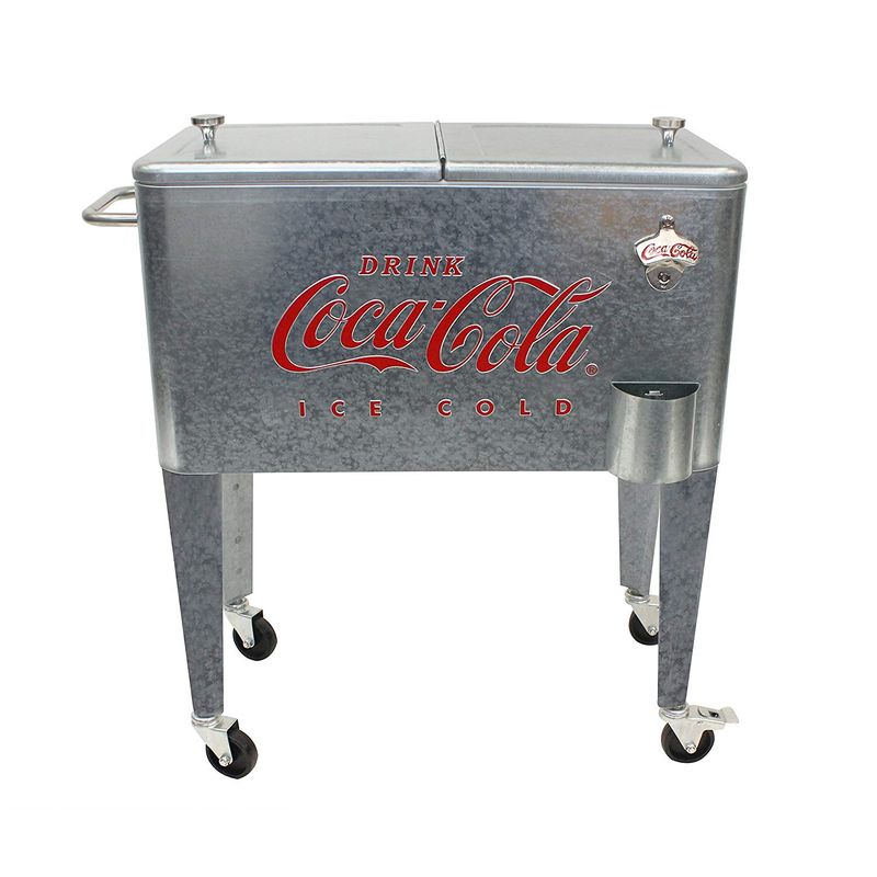 RJR[ J[g^ N[[{bNX 57L LX^[ 𔲂t Vo[ g Leigh Country CP 98104 Galvanized Coca-Cola Rolling Cooler, 60 Quart Silver