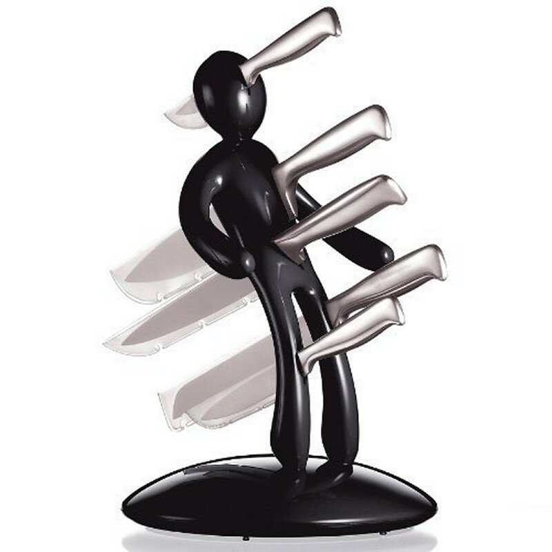 ナイフスタンドセット 串刺し？包丁 5本セット ブラック Kitchen Knife Block Set 5-Piece Stainless Steel Knife Block Set with Unique Holder