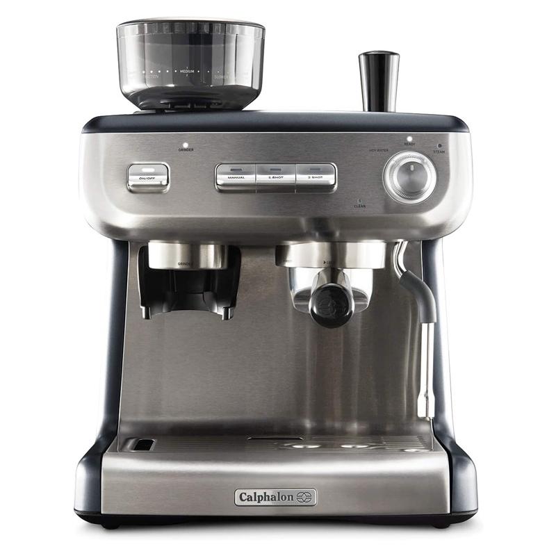 エスプレッソメーカー 豆挽き付 グラインダー エスプレッソマシン PID ステンレス カルファロン Calphalon BVCLECMPBM1 Temp iQ Espresso Machine with Grinder and Steam Wand