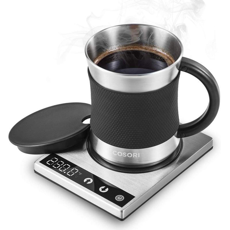 }OEH[}[ }OZbg 500ml XeX x ۉ M R[q[ g Cosori Coffee Mug Warmer & Mug Set Premium 24Watt Stainless Steel, Best Gift Idea, Office/Home Use Electric Cup BeveragePlate,Water,Cocoa,Milk Ɠd