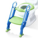 ステップ付 補助便座 トイレトレーニング トイレシート 子供 Mangohood Potty Training Toilet Seat with Step Stool Ladder for Boys and Girls Baby Toddler Kid Children Toilet Training Seat Chair with Handles Padded Seat Non-Slip Wide Step