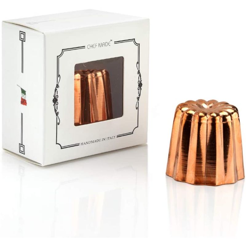 カネレ型 カヌレ 5cm 銅 イタリア製 CHEFMADE Copper Canele Mold, 2-Inch Non-Stick Cannele Muffin Cup,Tinned Interior Made In Italy