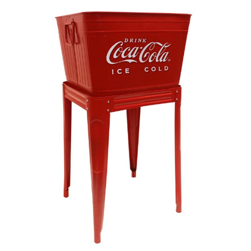 コカコーラ ドリンク用ボックス 40L スタンド付 ビバレッジタブ レッド レトロ LEIGHCOUNTRY Coca-Cola Red Beverage Tub with Stand CP 98092