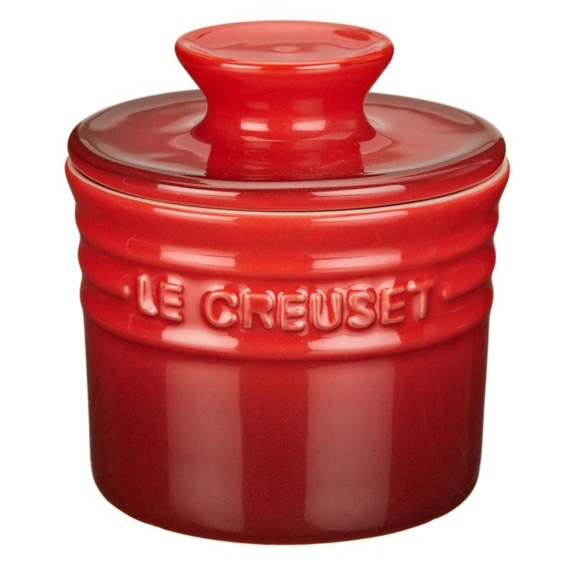 ルクルーゼ バタークロック 180ml 保存 ソフト 柔らかい バター エナメル ストーンウェア ルクルゼ Le Creuset Stoneware Butter Crock, 6-Ounce, Cerise