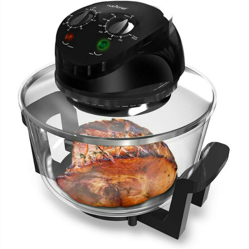 遠赤外線ガラスコンベクションオーブン NutriChef Convection Countertop Toaster Oven - Healthy Kitchen Air Fryer Roaster Oven, Bake, Grill, Steam Broil, Roast Air-Fry , Includes Glass Bowl, Broil Rack and Toasting Rack, 120V - PKCOV45 家電