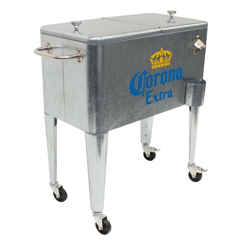 コロナビール カート型 クーラーボックス 57L キャスター 栓抜き付 シルバー Leigh Country Corona Extra Galvanized Cooler MC 47900