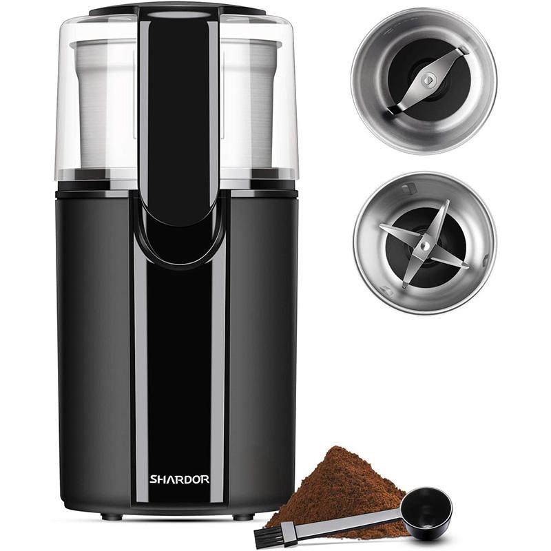 dOC_[ u[h2 ~ R[q[ ҂ XpCX SHARDOR Coffee & Spice Grinders Electric, 2 Removable Stainless Steel Bowls for Dry or Wet Grinding, Black Ɠd