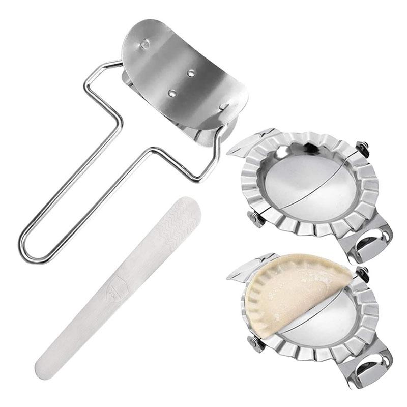 ダンプリングメーカー ステンレス エンパナダプレス エンパナーダ 大きめ餃子 9.5cm Dumpling Maker, Empanada Press, Stainless Steel Dumpling Maker Kit, Pie Ravioli Dumpling Pastry Pierogi Dough Wrappers Mold Cutter Set for Kitchen Accessories Tools