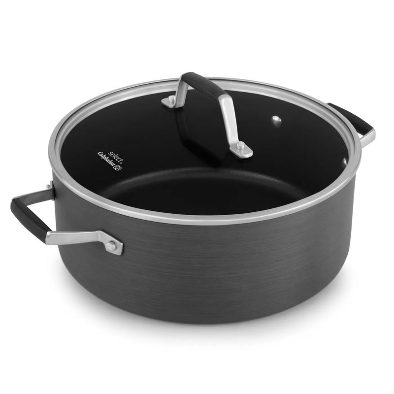 両手鍋 4.7L フタ付 ダッチオーブン PFOAフリー カルファロン Calphalon 5qt Hard-Anodized Dutch Oven with Cover