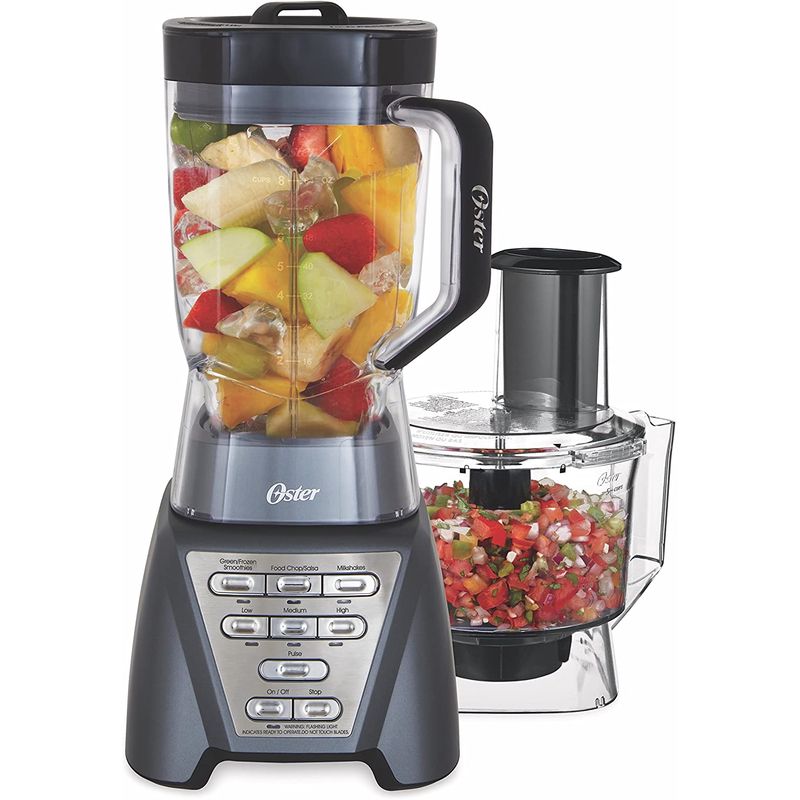 オスター プロ ブレンダー ミキサー 1.9L BPAフリー トライタンジャーフードプロセッサーセット Oster Pro 1200 Blender with Professional Tritan Jar and Food Processor attachment, Metallic Grey 家電