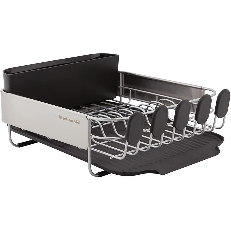 食器水切り ディッシュラック コンパクト ステンレス キッチンエイド KitchenAid Compact Stainless Steel Dish Rack, 16.06-Inch, Black