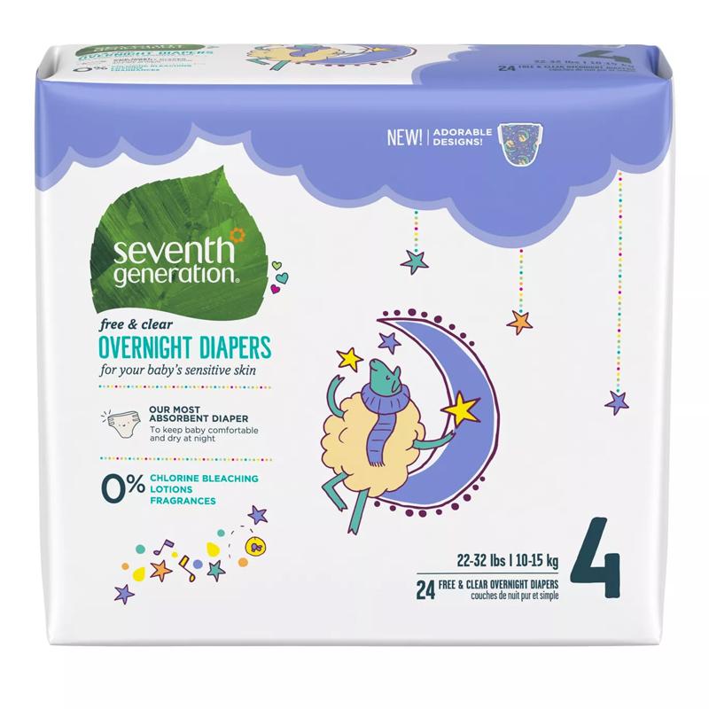 おむつ 夜用 セブンスジェネレーション 敏感肌用 男女共用 無香料 Seventh Generation Disposable Overnight Diapers