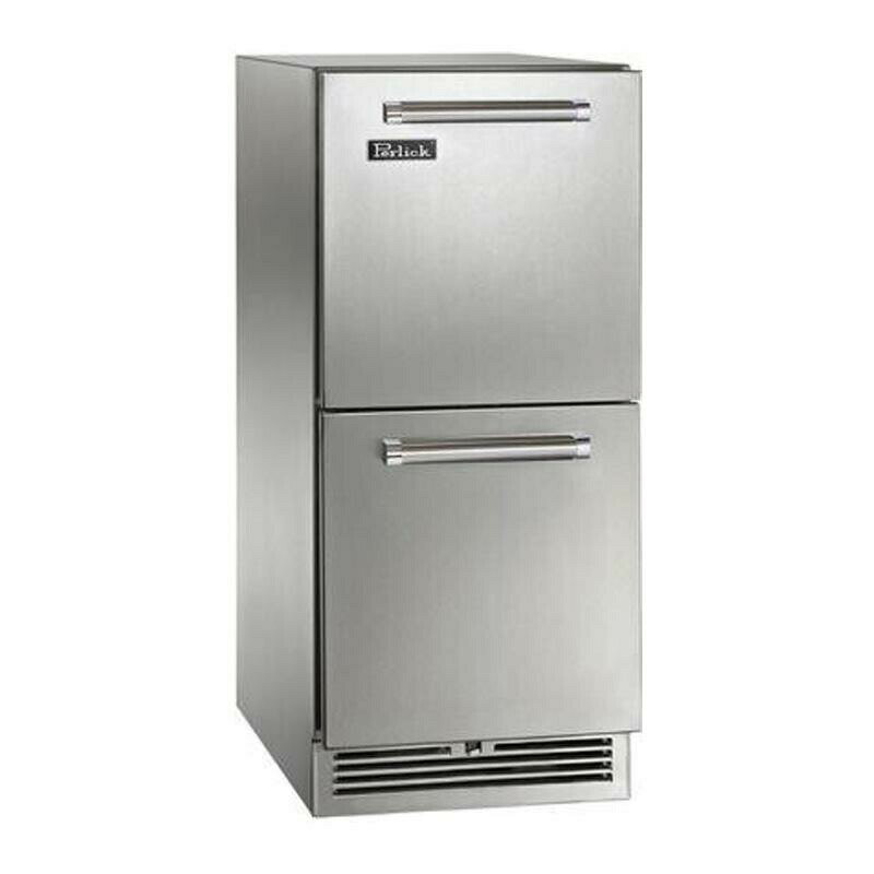 冷蔵庫 79L ビルトイン アンダーカウンター ステンレス 引き出し 2段 Perlick Signature Series HP15RS45L 15 Inch Built-in Undercounter Refrigerator with 2.8 cu. ft. Capacity, Front-Vented RAPIDcool Cooling System 家電