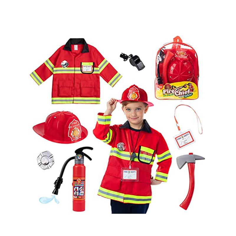 消防士 子供用 コスチューム 8点セット コスプレ おもちゃ ファイヤーマン Born Toys 8 PC Premium WASHABLE kids Fireman Costume Toy for kids,Boys,Girls,Toddlers, and children with complete firefighter accessories