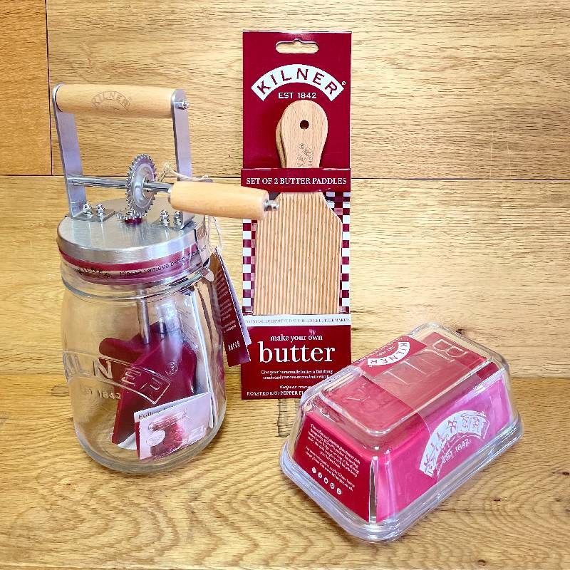 キルナー バター撹拌器 バター生成器 バターケース パドル セット Kilner Butter Churning Glass Set