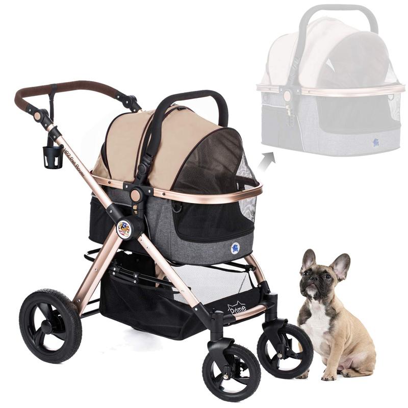 3-in-1 ペット用カート キャリー カーシート ドッグ キャット 犬 猫 HPZ Pet Rover Prime 3-in-1 Luxury Dog/Cat/Pet Stroller (Travel Carrier +Car Seat +Stroller) with Detach Carrier/Pump-Free Rubber Tires/Aluminum Frame/Reversible Handle