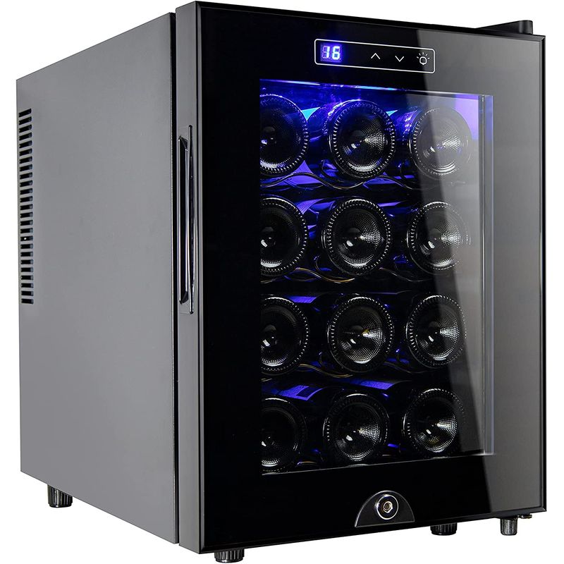 ワインクーラー ワインセラー 最大12本 静音 鍵付 ブラック Miladred 12 Bottle Wine Cooler Refrigerator,Wine Fridge Freestanding with Lock Digital Temperature Control Fridge Glass Door 家電