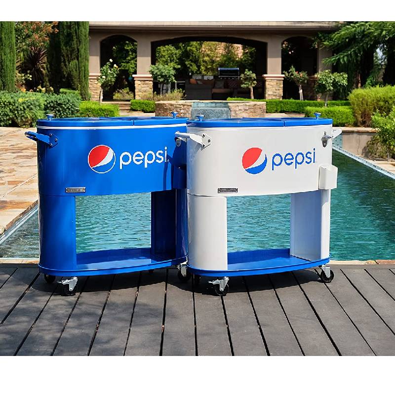 yvV hNJ[g J[g^ N[[{bNX 76LPepsi Outdoor Patio Cooler with Wheels 80-Quart Rounded Beverage Rolling Cooler, PS-A207-80PE