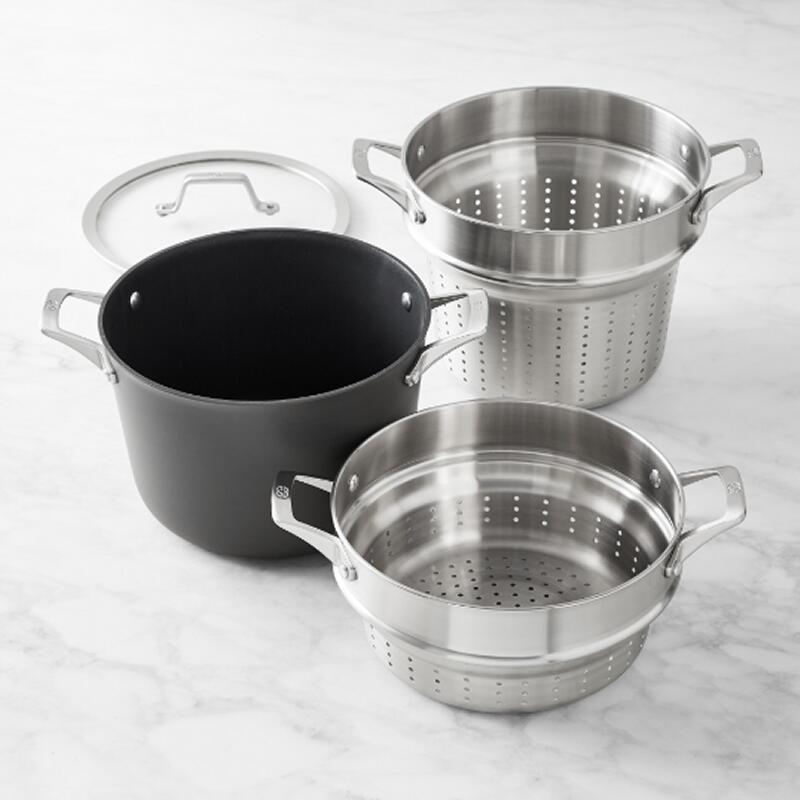 カルファロン 7.6L マルチポット (2インサート付) Calphalon Premier Hard-Anodized Nonstick 8-Quart Multi-Pot with Lid 2172348